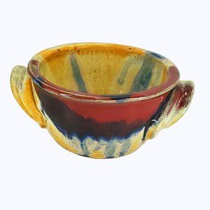 Ayers Pottery Red Splash Bread Baker Signed '98